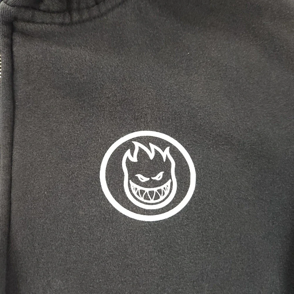 Vintage Spitfire Zip Up Hoodie Mens S Black Skate Grunge Y2k Pullover - Picture 7 of 15